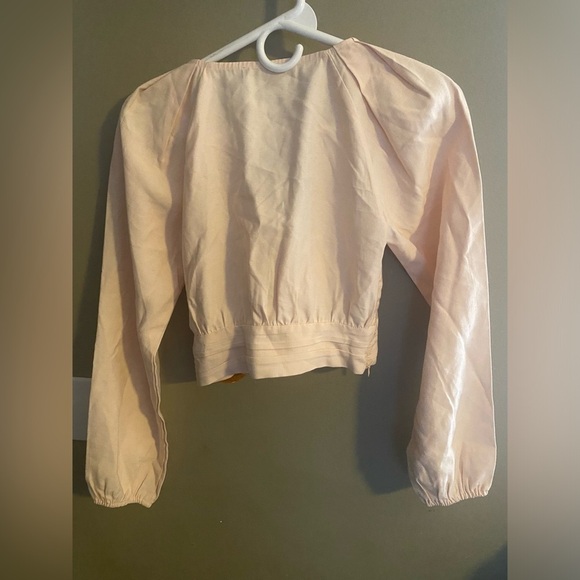Pomelo Cropped Belted Wrap Blouse - Light Pink XS - Picture 10 of 10